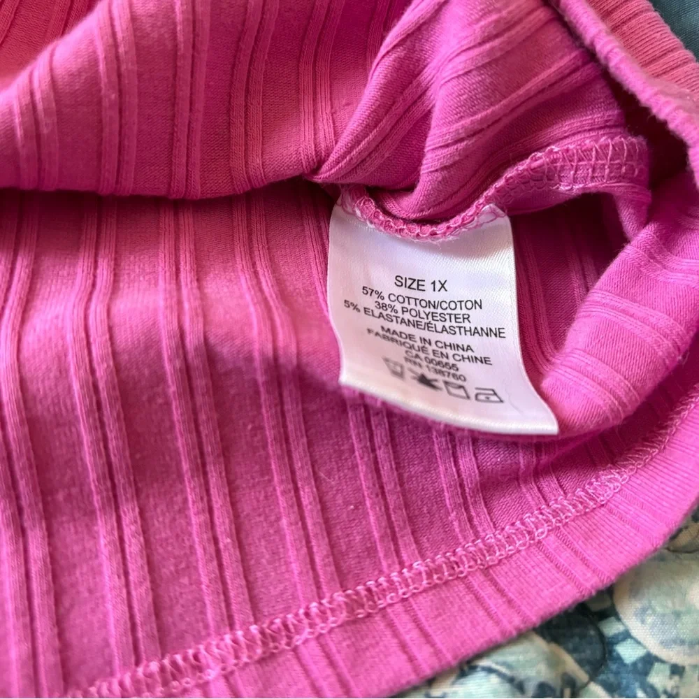 Pink Ribbed Women's Top - Picture 4 of 4